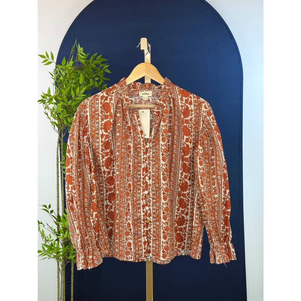 NEW THE KORNER women's davis garden blouse in red